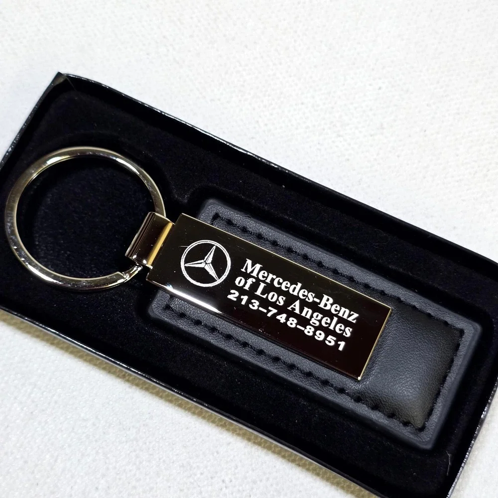 Mercedes-Benz Keychain Luxury Black Silver Los Angeles Dealership Fob Boxed